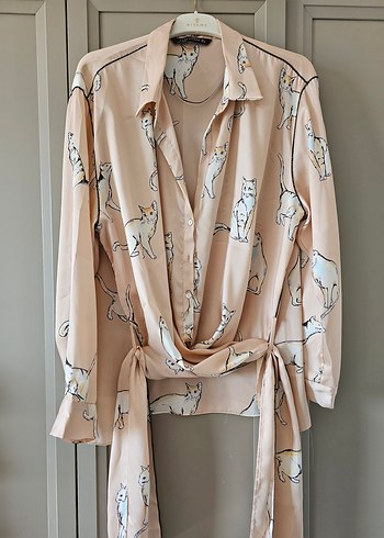 Zara marka tarz Saten Gömlek - Görsel 8