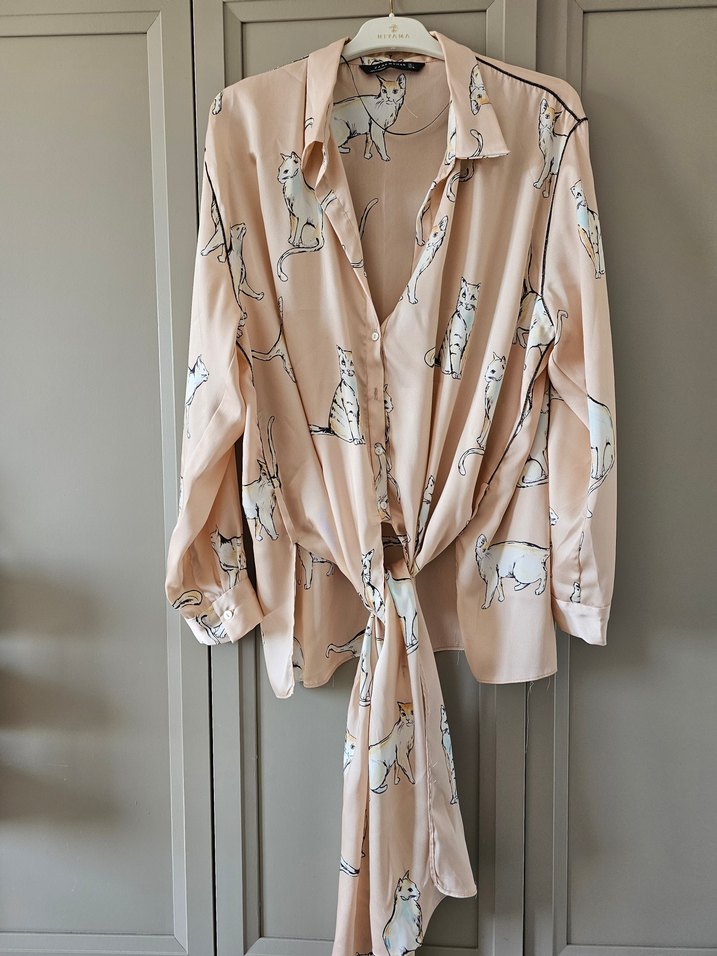 Zara marka tarz  Saten Gömlek - Görsel 5