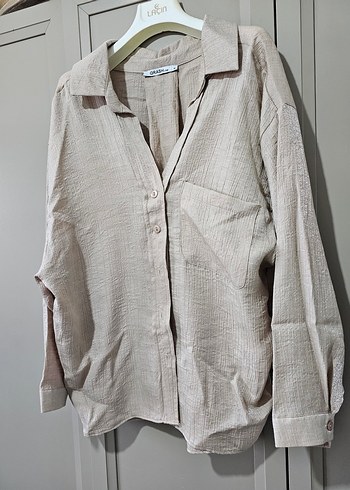 Bej Uzun Kollu Gömlek - Görsel 6