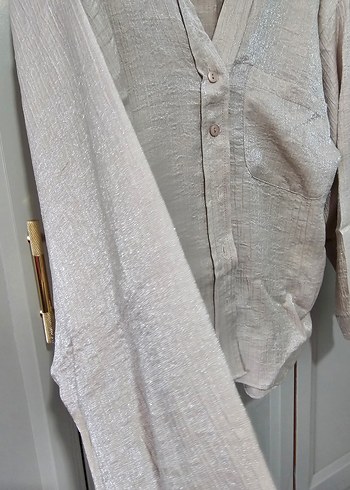 Bej Uzun Kollu Gömlek - Görsel 3