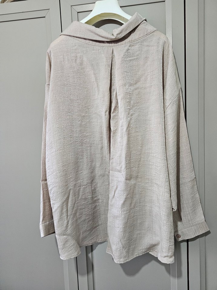 Bej Uzun Kollu Gömlek - Görsel 2