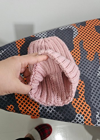 Pembe Örgü Kadın Bere - Görsel 3