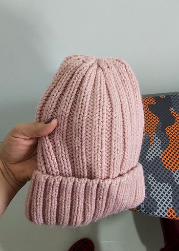 Pembe Örgü Kadın Bere - Görsel 4