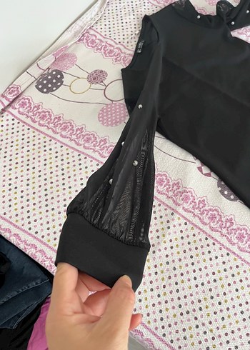 Diğer Düğmeli Siyah Hamile Bluzu