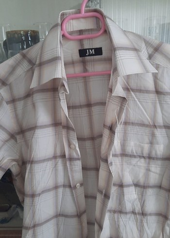 Erkek Kısa Kollu Pamuklu Beyaz Gömlek - Görsel 3