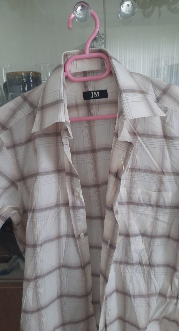 Erkek Kısa Kollu Pamuklu Beyaz Gömlek - Görsel 3