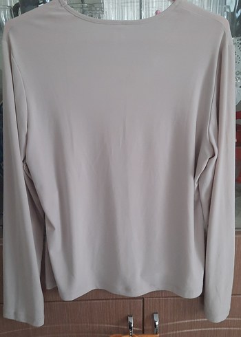 Bej Uzun Kollu Basic Kadın Bluz - Görsel 2