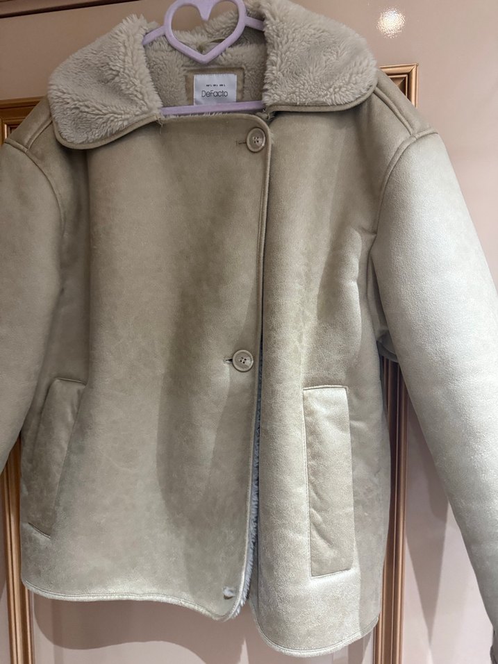 Bej Süet Kürklü Kadın Ceket - Görsel 2