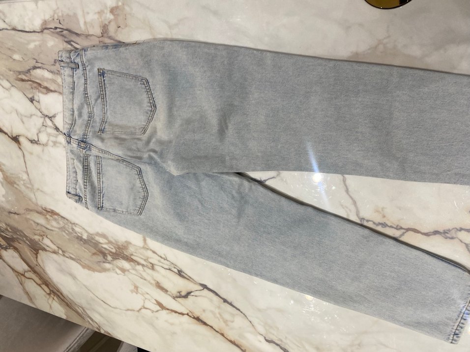 Yırtık Detaylı Gri Midi Boy Denim Jean - Görsel 4