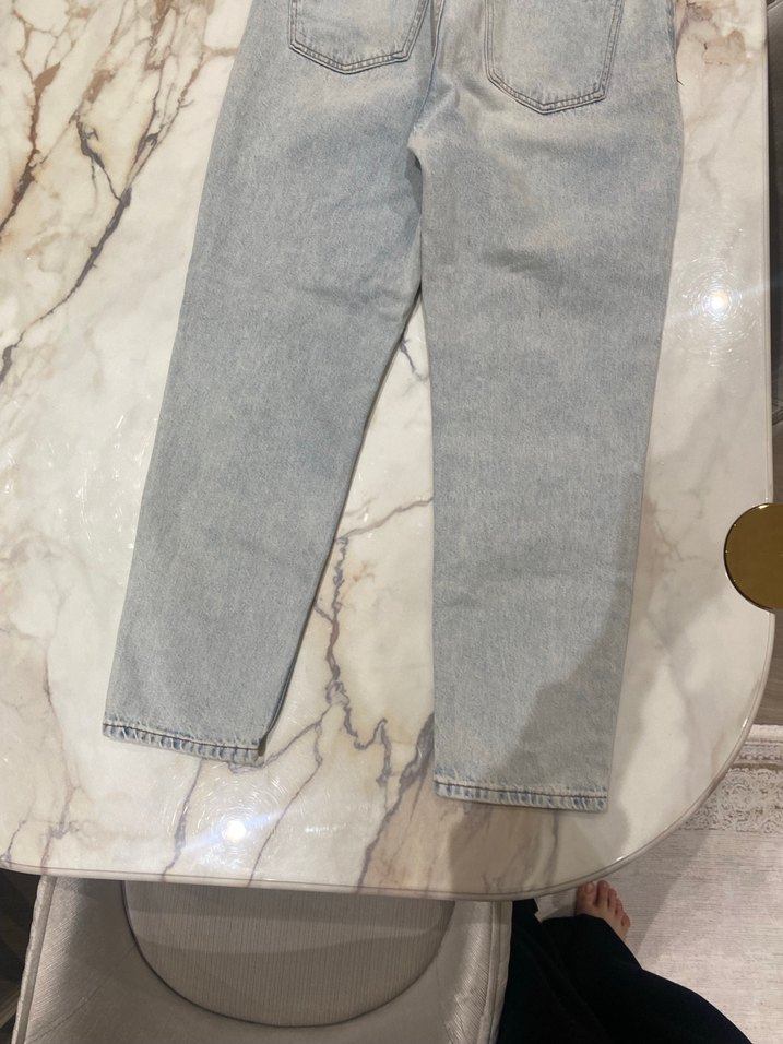Yırtık Detaylı Gri Midi Boy Denim Jean - Görsel 5