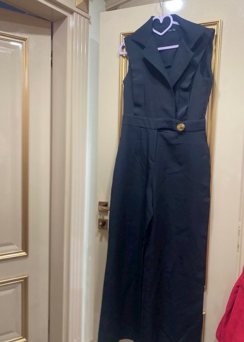 Kadın Siyah Düğmeli Uzun Tulum - Görsel 2