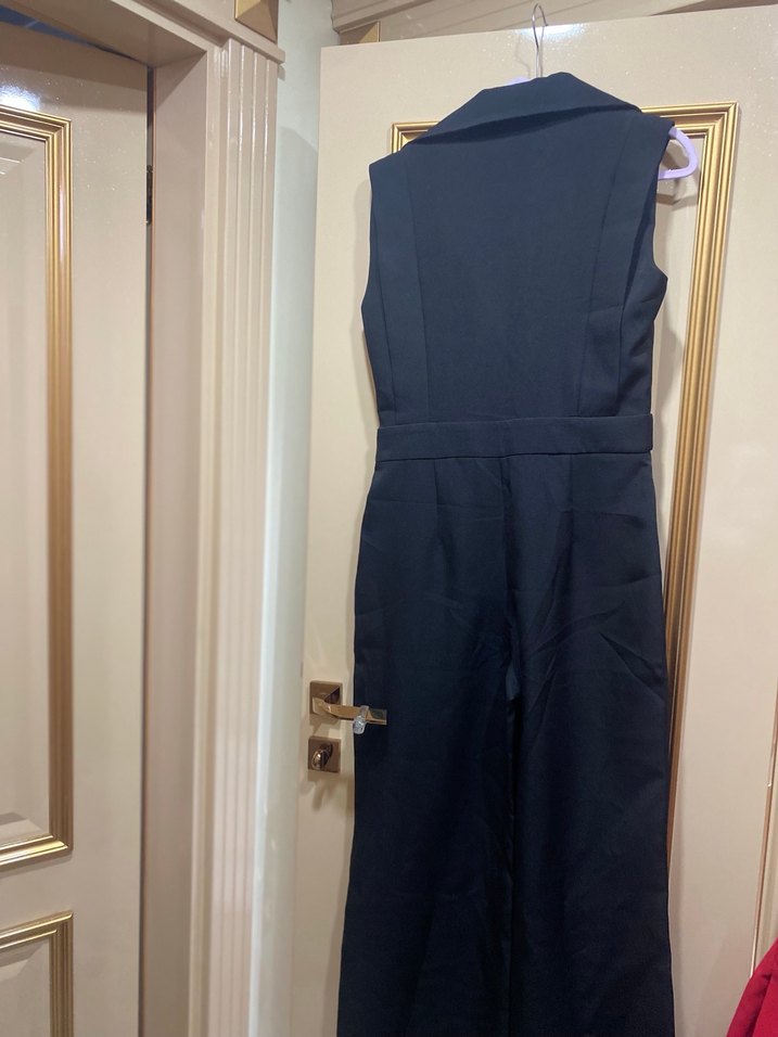 Kadın Siyah Düğmeli Uzun Tulum - Görsel 5