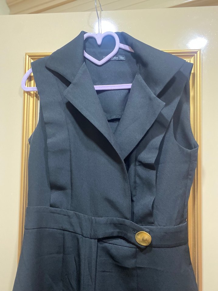 Kadın Siyah Düğmeli Uzun Tulum - Görsel 3