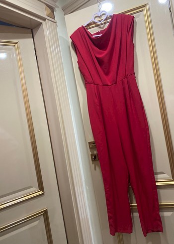 Kırmızı Drapeli Kadın Tulum - Görsel 2