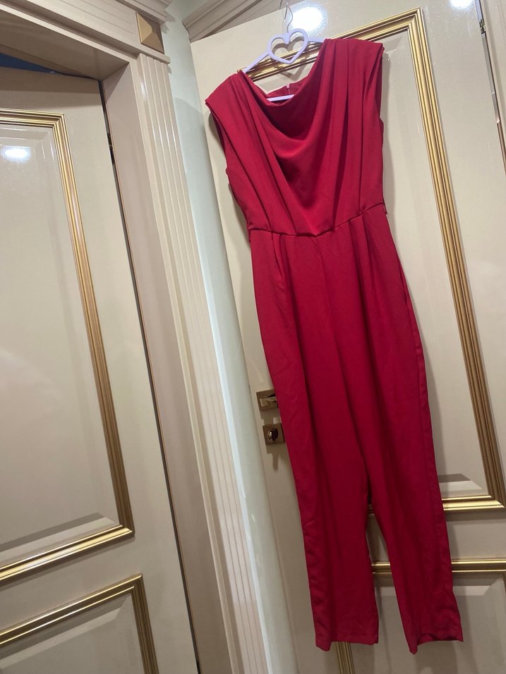 Kırmızı Drapeli Kadın Tulum - Görsel 2