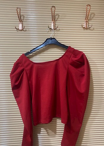 Parlak Kırmızı Pilili Mini Bluz - Görsel 3