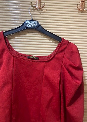 Parlak Kırmızı Pilili Mini Bluz - Görsel 2