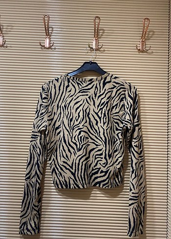 Zebra Desenli Uzun Kollu Mini Bluz - Görsel 3