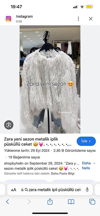 Zara Zara Metalik İplik Püsküllü kürk