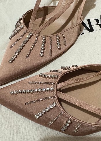 Bej Payet İşlemeli İnce Topuklu Kadın Ayakkabı - Görsel 8