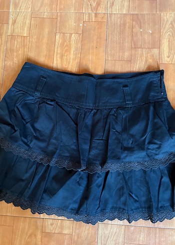 Kadın Lacivert Fırfırlı Midi Denim Etek - Görsel 2