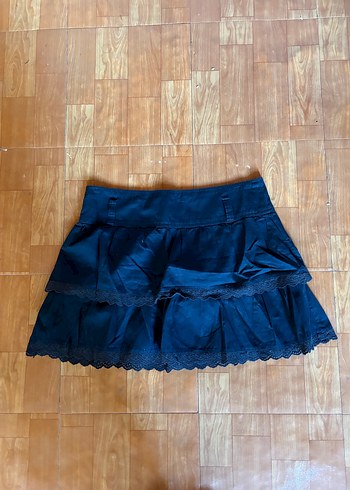 Kadın Lacivert Fırfırlı Midi Denim Etek - Görsel 4