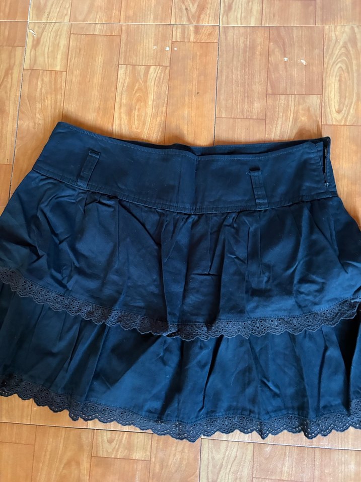 Kadın Lacivert Fırfırlı Midi Denim Etek - Görsel 2