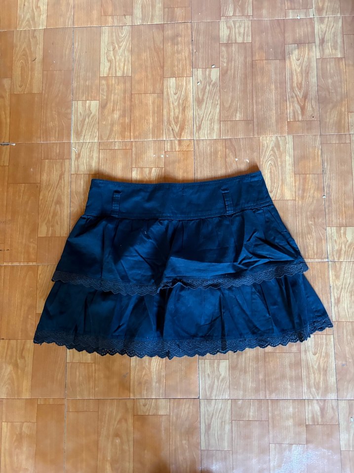 Kadın Lacivert Fırfırlı Midi Denim Etek - Görsel 4