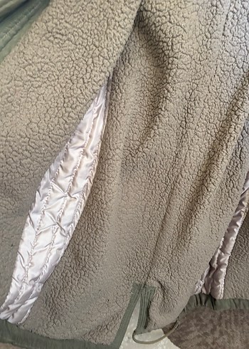 Gri Kadın Kaban, Kürklü Detaylı, Street Wear - Görsel 4