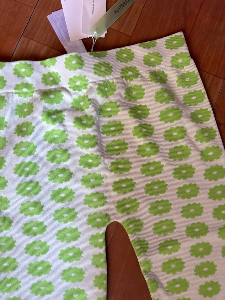 Zara Yarım Çiçekli Yeşil Tayt - Görsel 2