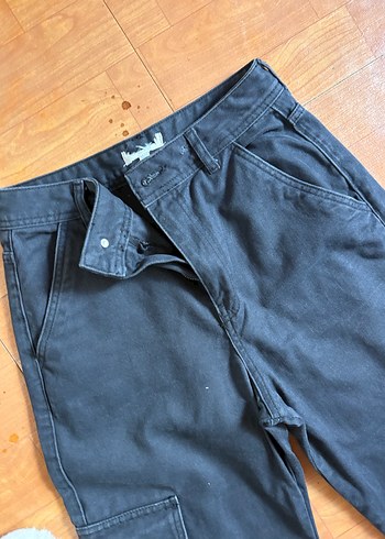 Kadın Lacivert Bol Kesim Kemerli Kot Pantolon - Görsel 2