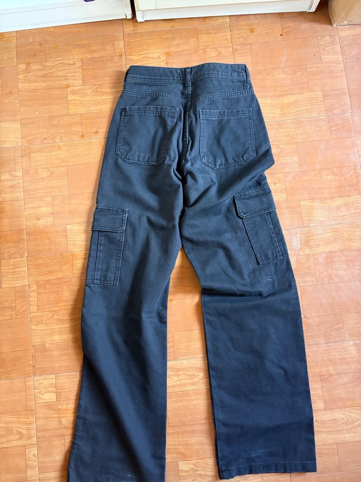 Kadın Lacivert Bol Kesim Kemerli Kot Pantolon - Görsel 3