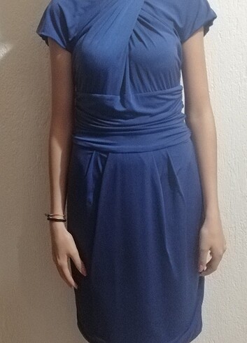 s Beden Mavi abiye elbise 