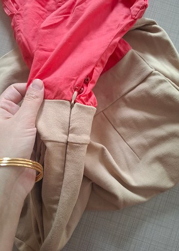 Pembe V Yaka Midi Elbise - Görsel 6