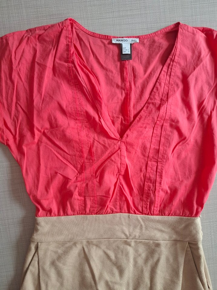 Pembe V Yaka Midi Elbise - Görsel 2