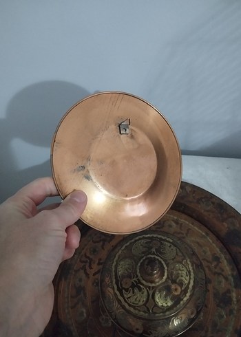 El İşçiliği Bakır Dekoratif Tabak Seti - Görsel 4