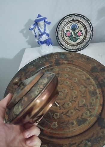 El İşçiliği Bakır Dekoratif Tabak Seti - Görsel 5