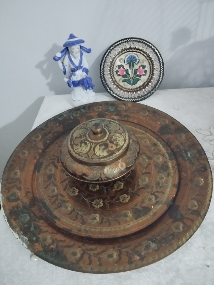 El İşçiliği Bakır Dekoratif Tabak Seti - Görsel 2