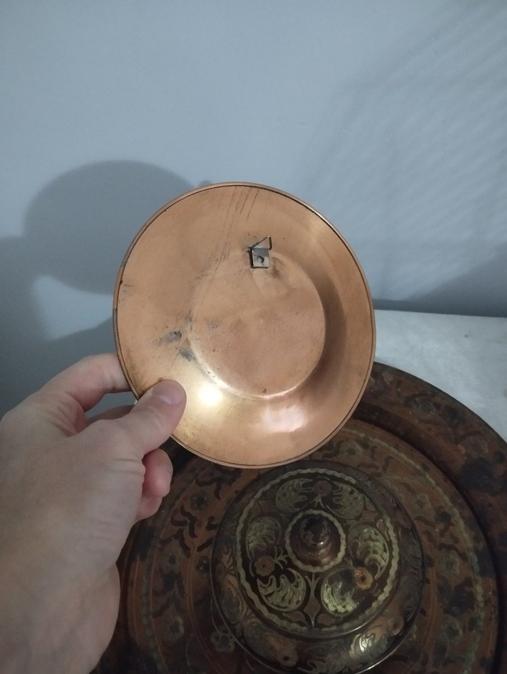 El İşçiliği Bakır Dekoratif Tabak Seti - Görsel 4