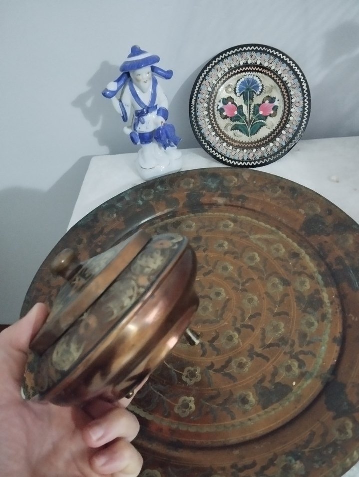 El İşçiliği Bakır Dekoratif Tabak Seti - Görsel 5