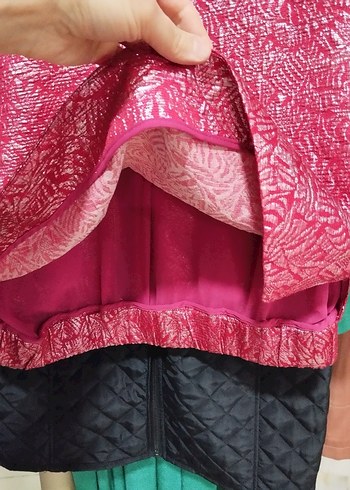 Kadın Kırmızı Parlak Fermuarlı Ceket - Görsel 4