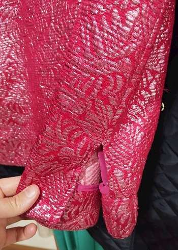 Kadın Kırmızı Parlak Fermuarlı Ceket - Görsel 8