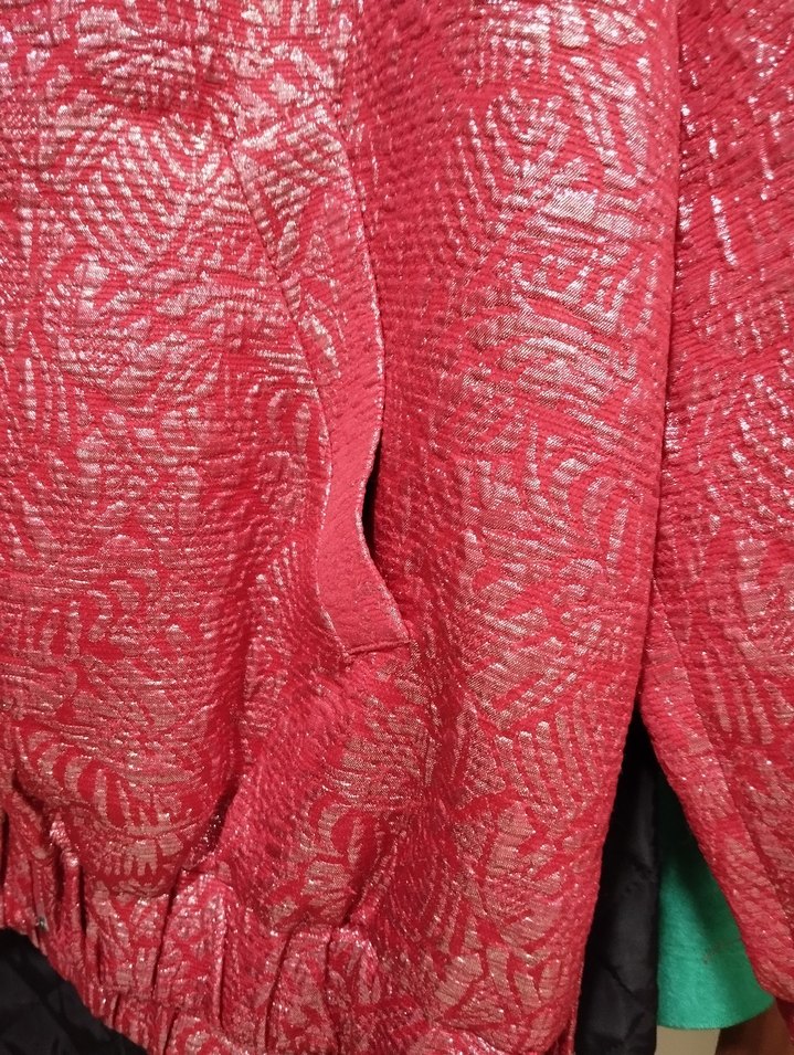 Kadın Kırmızı Parlak Fermuarlı Ceket - Görsel 3