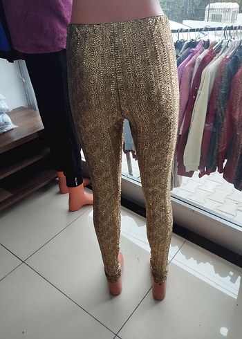 Kadın Parlak Kahverengi Desenli tayt - Görsel 3