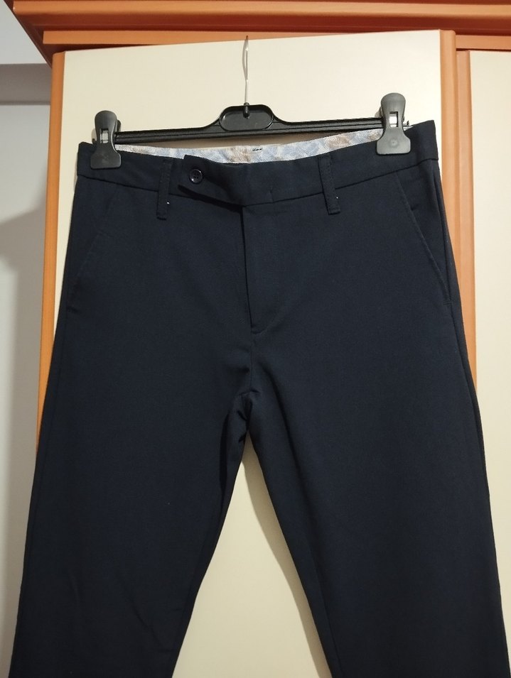 Erkek lacivert Kemerli Regular Fit Pantolon - Görsel 2