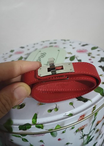 kırmızı renk orijinal Hermes bileklik - Görsel 4