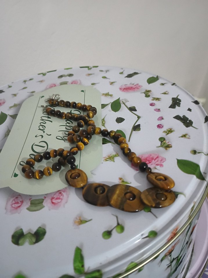 Kahverengi doğal taş kolye - Görsel 2