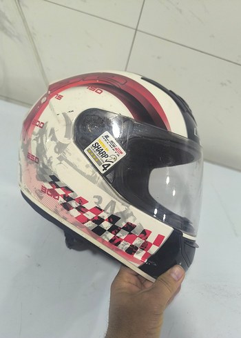 Beyaz Baskılı Seramik Motosiklet Kaskı - Görsel 2