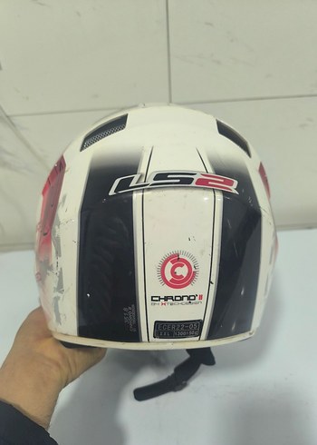 Beyaz Baskılı Seramik Motosiklet Kaskı - Görsel 3