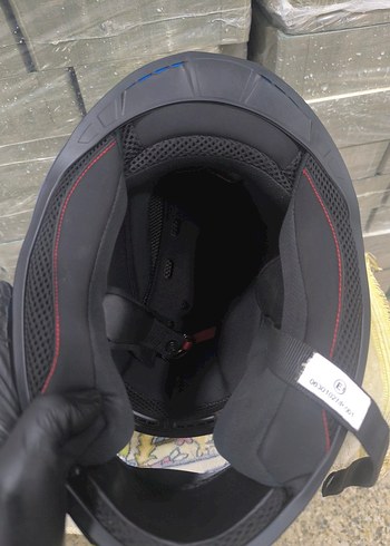 Mavi Renkli Desenli Biker Kask - Görsel 3